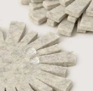 Merino Wool Starburst Coaster 4 Pack - Heather White