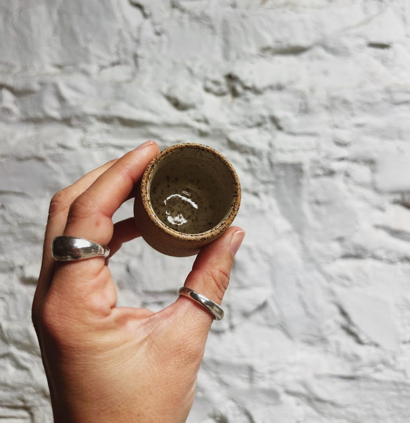 Laura White Speckled Toothpick Holder