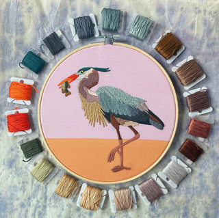 Beadwork Embroidery Kit 8" with Beadwork - Great Blue Heron