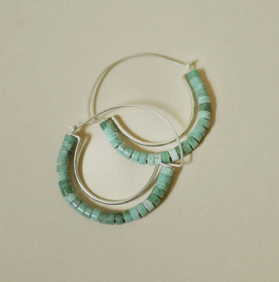 Beaded Temple Hoop Earrings
