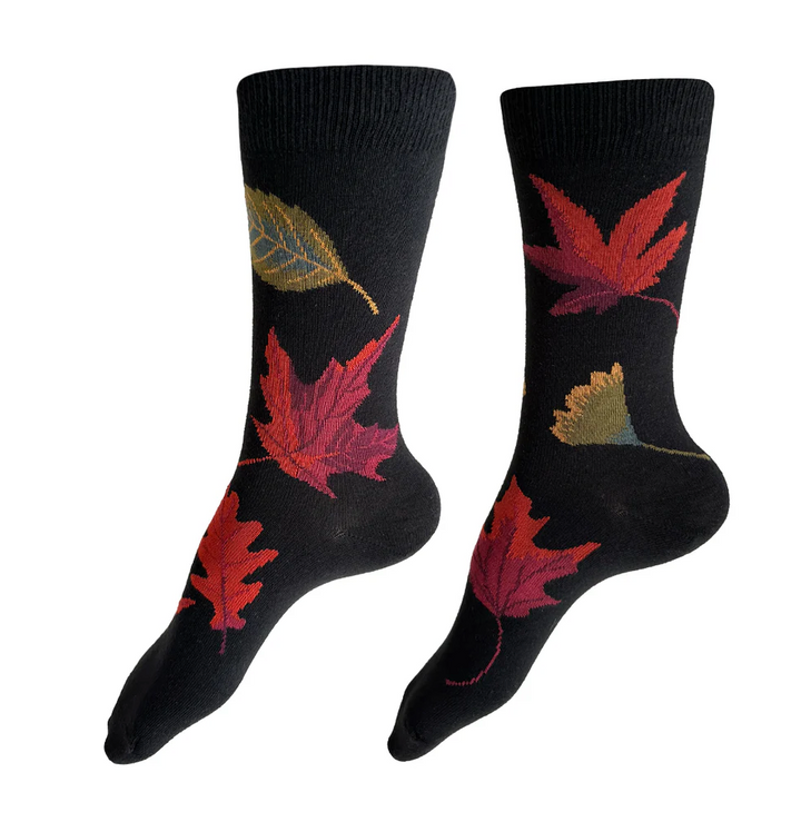 Autumn Leaves Socks - Black