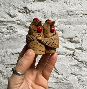 Victory Pottery Ceramic Hugging Chickens