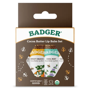 Badger Balm Cocoa Butter Lip Balm Gift 4 Pack