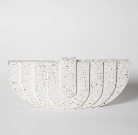 White Terrazzo Concrete Menorah