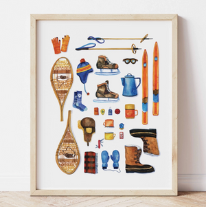 Vintage Skiing Essentials Print - 11x14