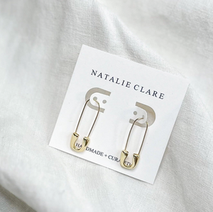 Safety Pin Earrings - 18k Gold Plated