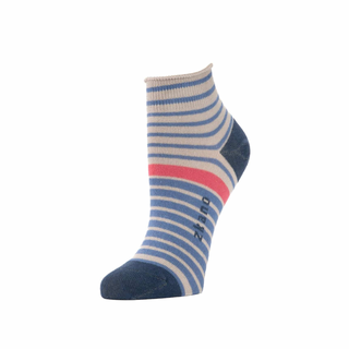 Rosette Striped Linen Women's Anklet Socks