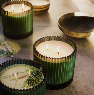 Roland Pine Double Wick Ribbed Candle - 14oz