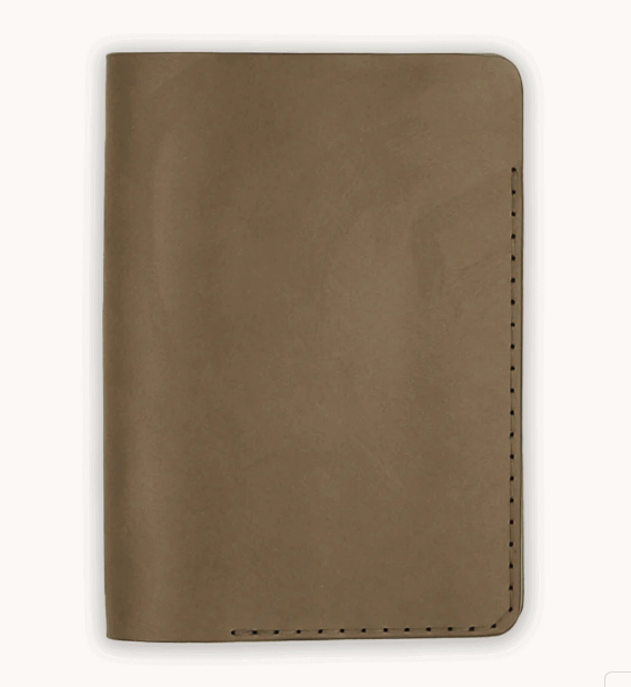 Leather Passport Cover - Olive