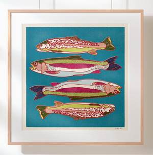 Rainbow and Brown Trout Print - 12x12