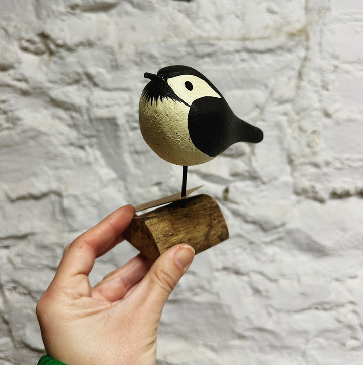 Handpainted Black Capped Chickadee Wooden Figurine