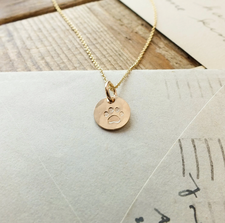 Paw Print Necklace Gold FIll