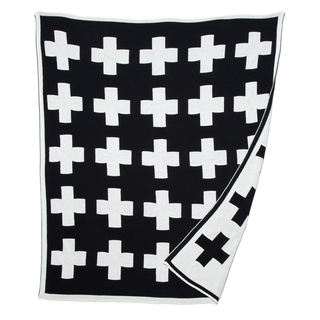 Geometric Swiss Cross Throw Black