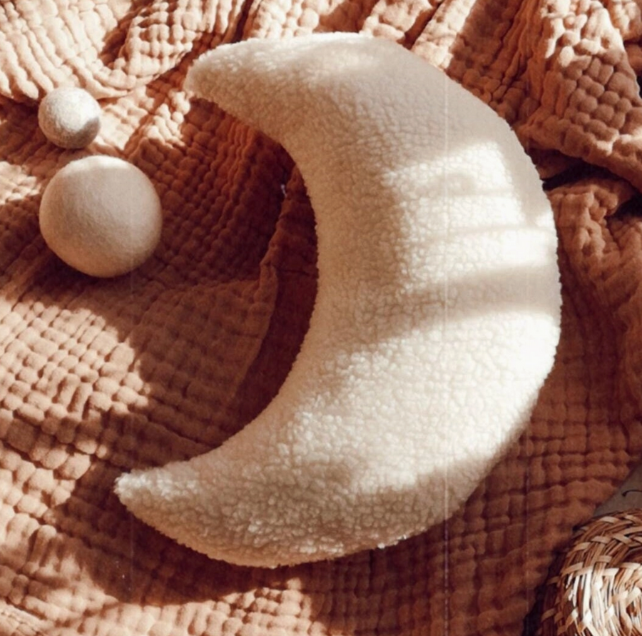 Big Moon Sherpa Fleece Cushion/ Pillow - Beige