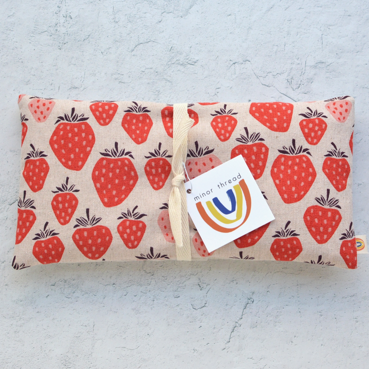 Weighted Lavender Scented Eye Pillow - Giant Strawberries/ Natural Canvas