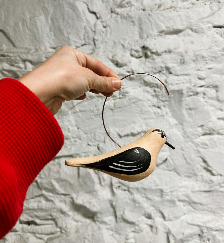 Hanging Handpainted Wooden Goldfinch Figurine