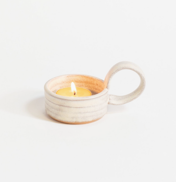 Ceramic Tealight with Handle - Cream