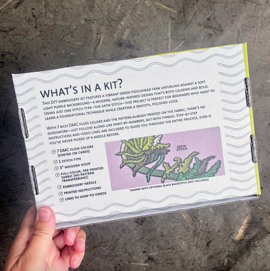 DIY Embroidery Kit 5" - Fiddlehead