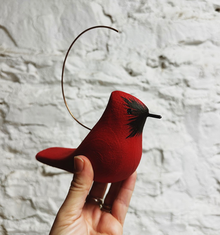 Hanging Handpainted Wooden Cardinal Figurine