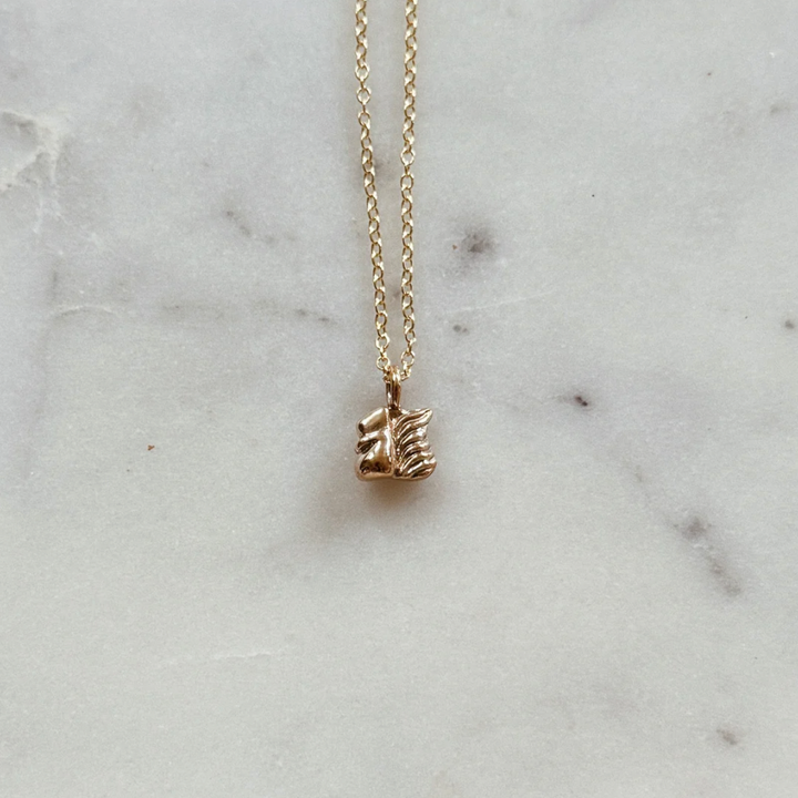 Bronze Squirrel Pendant Necklace - 18"