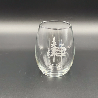 Three Trees Etched Stemless Wine Glass 15oz