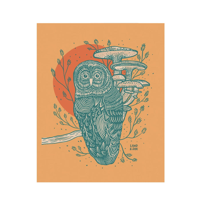 Wild Mushrooms &amp; Owl Print - 8x10