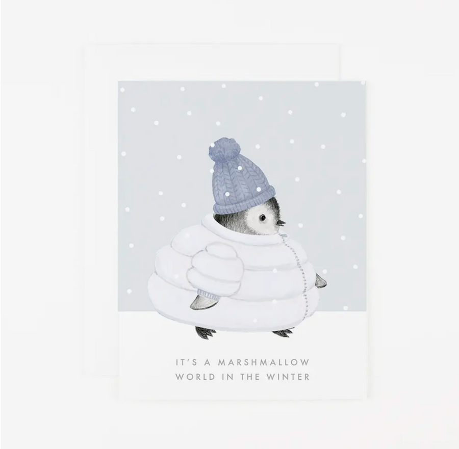 marshmallow world penguin card - DH7