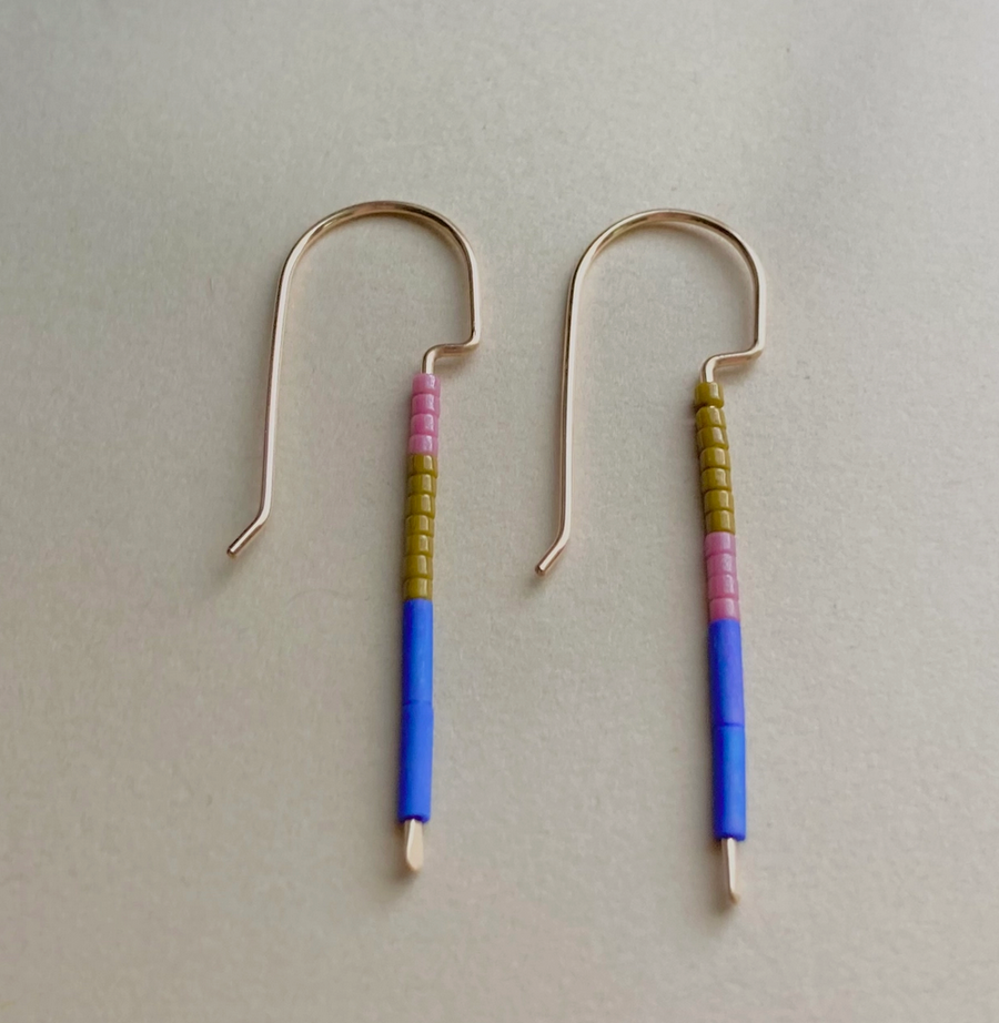 Twig Seed Bead Dangle Earrings