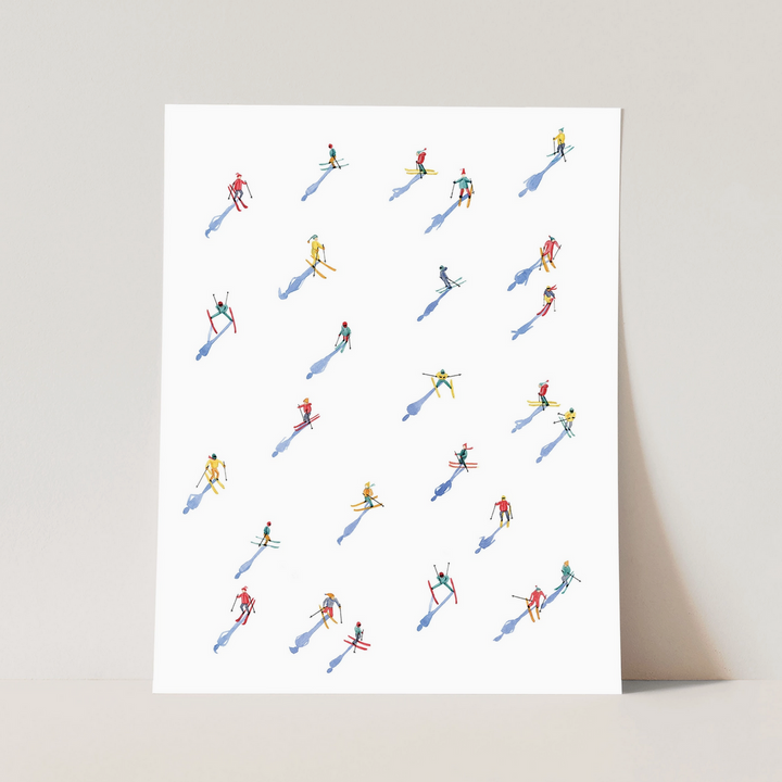 Tiny Skier Alpine Apres Ski Print - 16x20