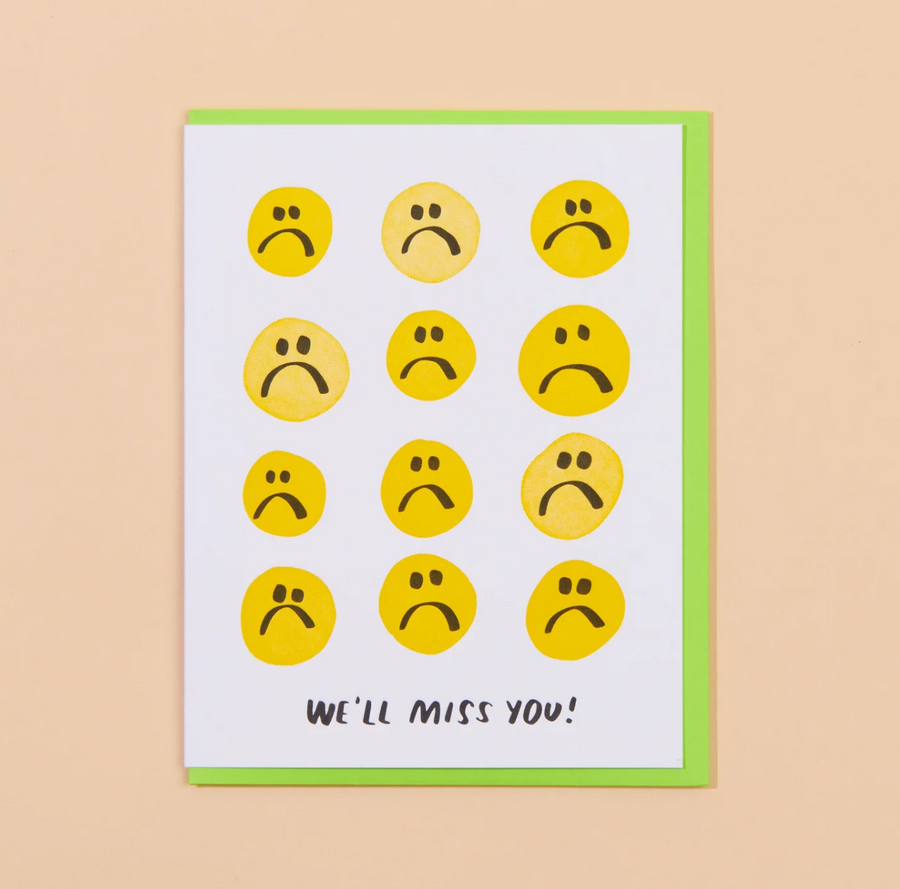 we'll miss you goodbye sad faces card - AH8