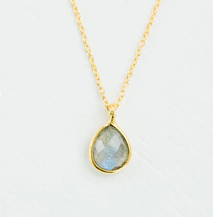 Kailey Teardrop Pendant Necklace - Amazonite