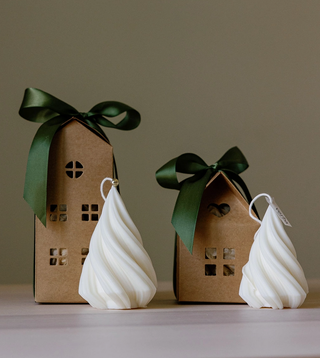 Ivory Twirl Candle in Christmas House Box