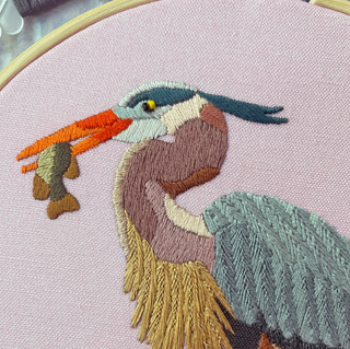 Beadwork Embroidery Kit 8" with Beadwork - Great Blue Heron