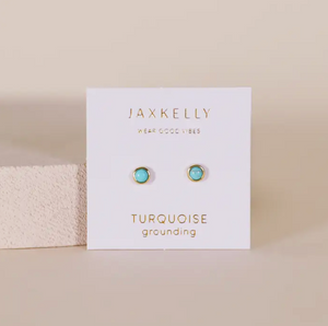 Simple Turquoise Stud Earring - 18k Gold Plated