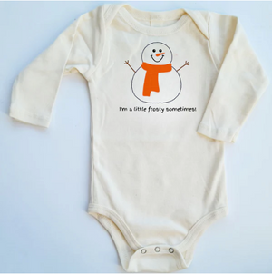 Simply Chickie Baby Snowman frosty Long Sleeve Organic Cotton Onesie