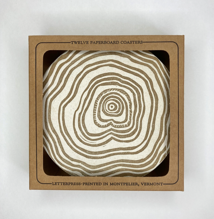 Linocut Tree Ring Coasters