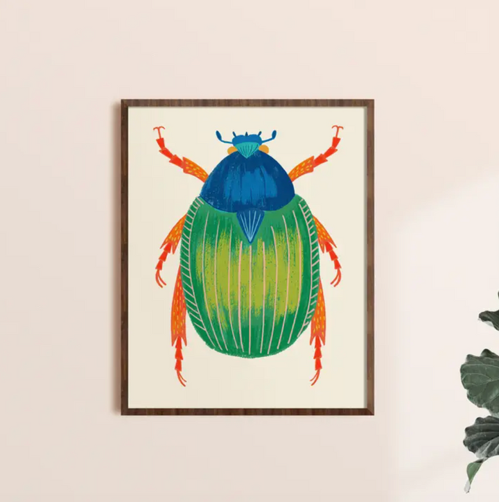 Green Beetle Print - 8x10