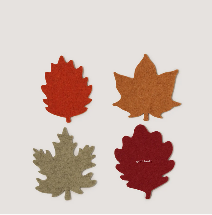 Leaf Merino Wool Felt Coaster - 4 Pack