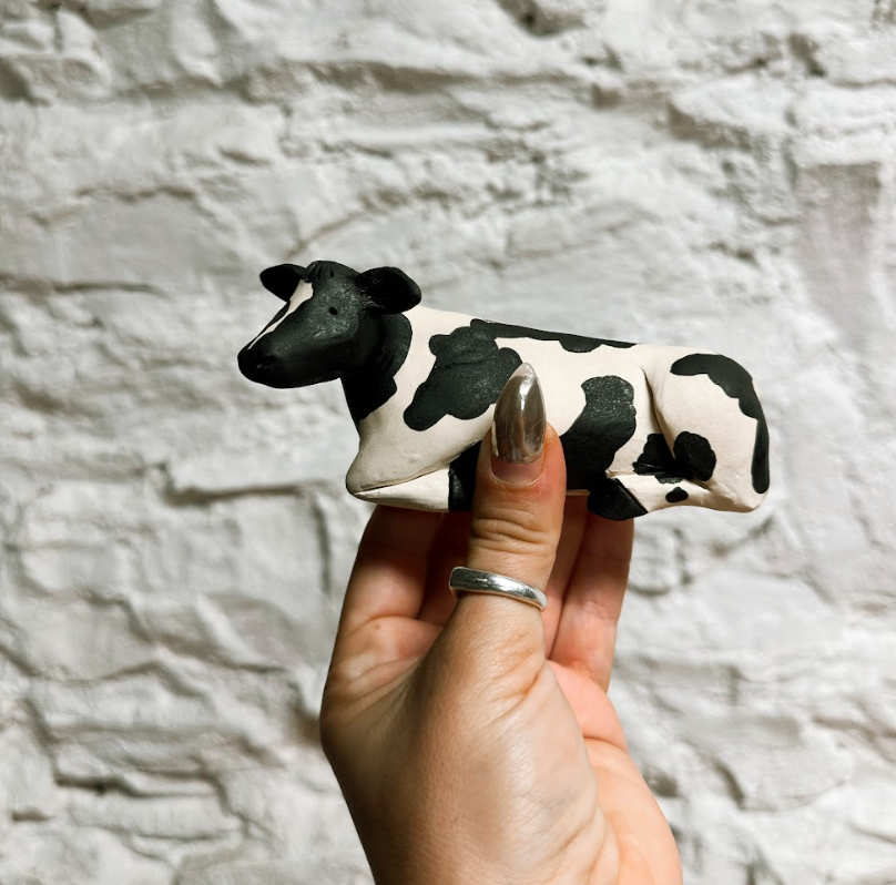 Victory Pottery Ceramic Cow Figurine