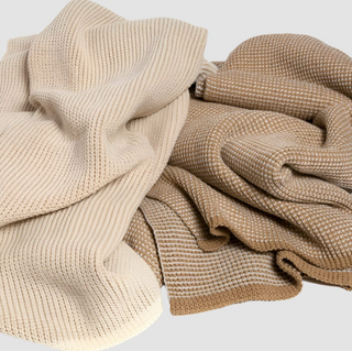 Wool Cardigan Throw Blanket - Beige