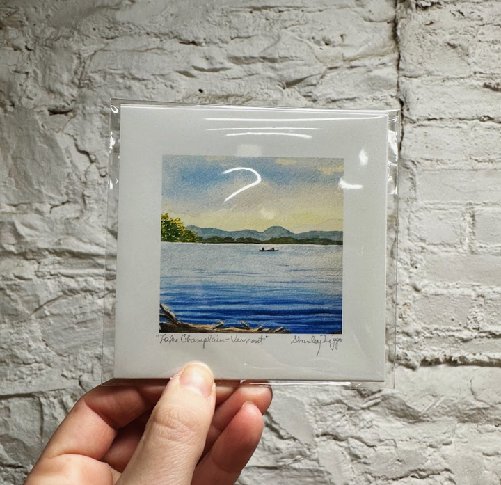 UNFRAMED 4X4 MINI PRINT - Lake Champlain Canoe