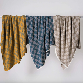 Gingham Plaid Sustainable Throw Blanket - Yellow