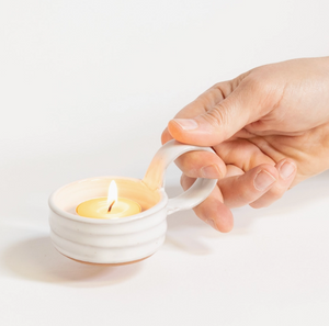 Ceramic Tealight with Handle - Cream