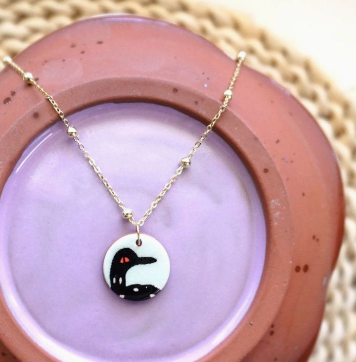 Loon Ceramic Charm Necklace