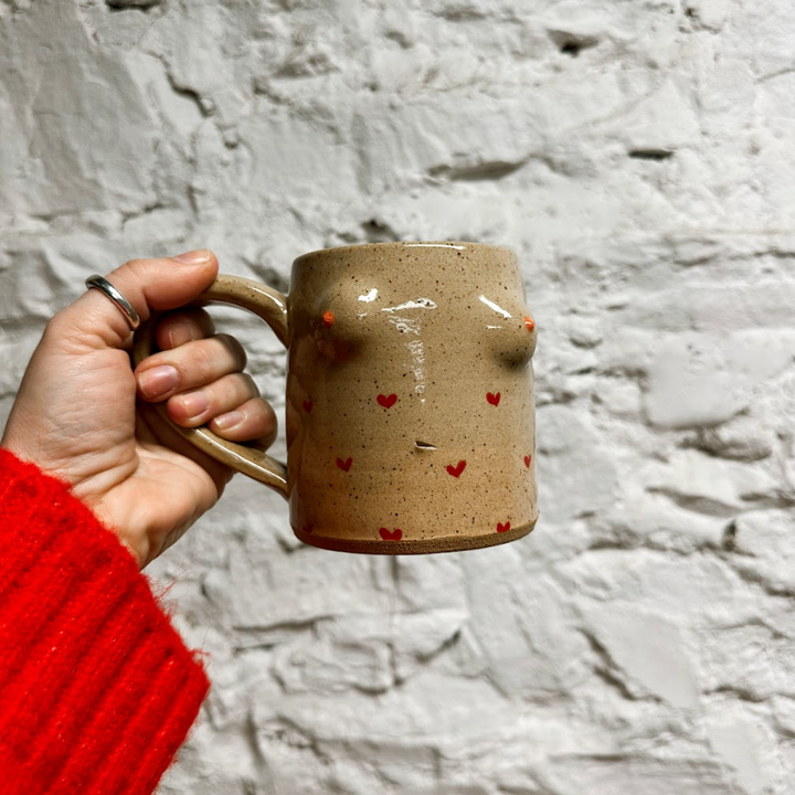 Victory Pottery Heart Boob Mug - Sandstone