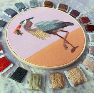 Beadwork Embroidery Kit 8" with Beadwork - Great Blue Heron