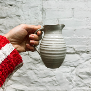 Laura White Pottery Pitcher With Handle Full Glaze - Small