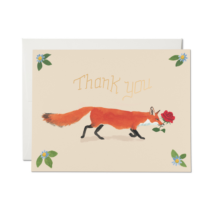 thanks fox with flower card - RC1