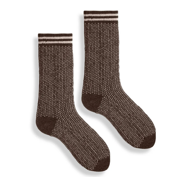 Cashmere/Wool Nordic Birdseye Women's Socks - Dark Brown