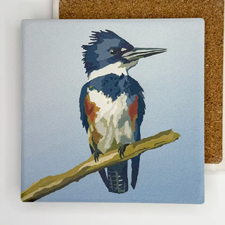 Stone Bird Coaster Belted Kingfisher